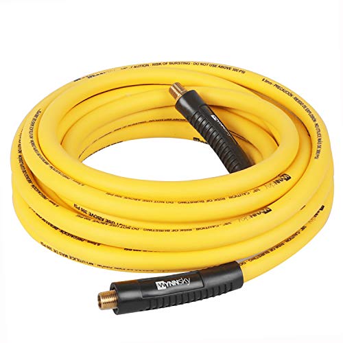 WYNNsky 18 Pieces Air Compressor Accessories, 3/8 Inch × 25 Feet Hybrid Air Compressor Hose with 1/4 Inch NPT Male Threads, 1/4 NPT Quick Connect Air Fittings, Air Blow Gun Kit, Air Chuck, Tire Gauge