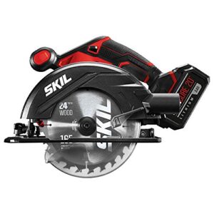 skil 20v 6-1/2 inch circular saw, includes 5.0ah pwrcore 20 lithium battery and charger - cr540603