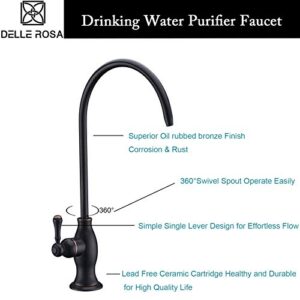 Drinking Water Purifier Faucet, Delle Rosa Water Faucet, Commercial Water Filtration Faucet for Under Sink Water Filter System Oil Rubbed Bronze Kitchen Bar Sink Drinking Water Faucet