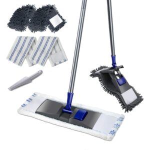 mastertop professional microfiber mop - microfiber sweeper dust mop,wet & dry floor cleaning mop, 4 replaceable washable mop pads, extendable handle, flat magic mop for hardwood, tiles, laminate
