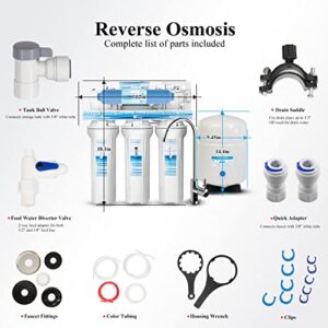 Geekpure 6-Stage Reverse Osmosis RO Drinking Water Filter System with DI Filter TDS to 0-75 GPD