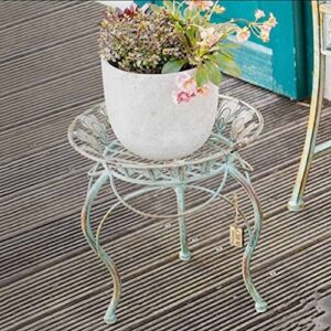 Flower Stool Plant Pot Stand Rack Metal Retro Iron Decoration Display Shelf Garden Patio Standing Floor-Stand Indoor Outdoor Succulents Herb Bonsai Holds 1 Flowerpot