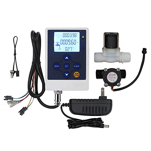 DIGITEN Water Flow Control LCD Display+1/2"Flow Sensor Meter+1/2"Solenoid Valve+12V Power