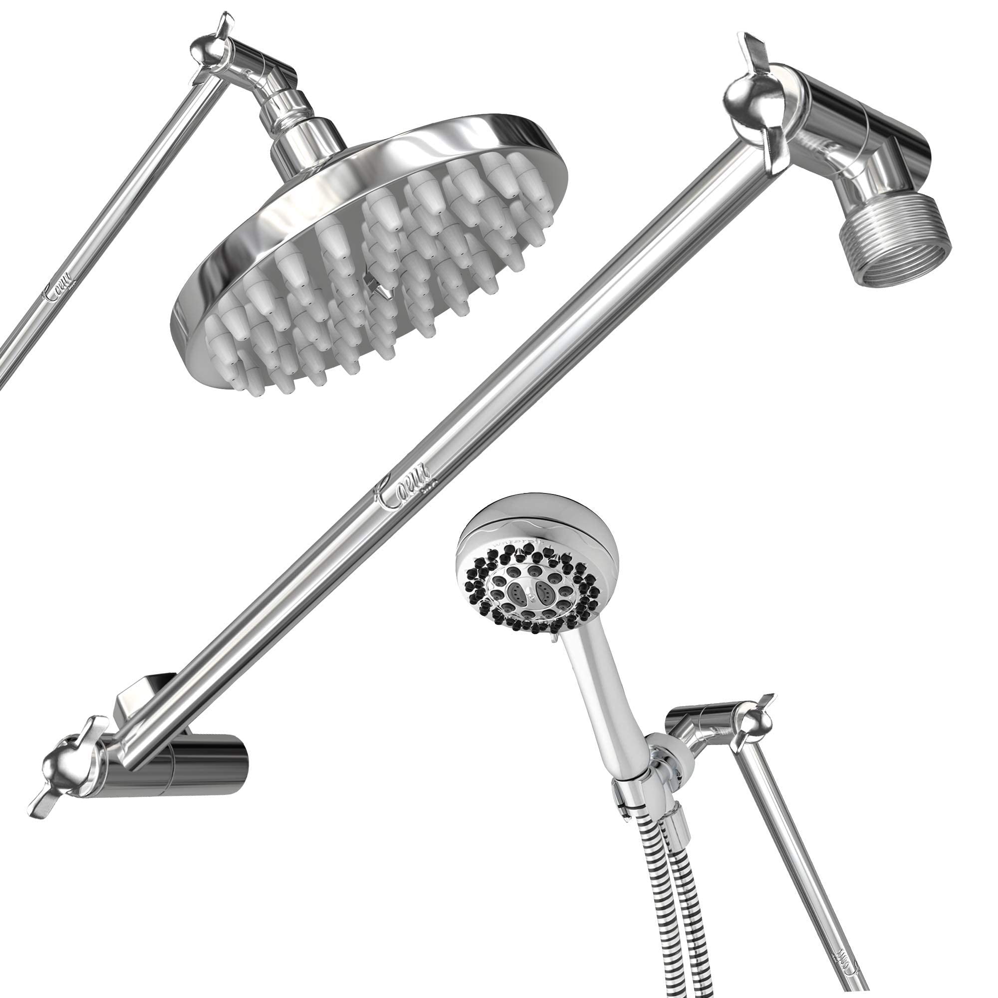 Coeur Designs 16-Inch Extra Long Shower Extension Arm. Solid Brass. Height/Angle Adjustable With a Unique Locking Gear for a Perfect Position Every time. Holds All Showerhead Sizes!!