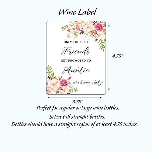 FRIENDS Pregnancy Announcement Wine Labels ● SET of 4 ● Only the Best FRIENDS Get Promoted to AUNTIE Labels, Aunties, Pregnancy Reveal Wine Bottle Label WATERPROOF (Blush Rose)