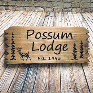 Custom cabin Sign Personalized Wooden Carved Last Name Outdoor Camping Sign