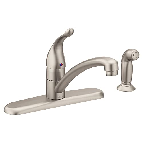 Moen 7430SRS Chateau One-Handle Low-Arc Kitchen Faucet with Side Sprayer, Spot Resist Stainless