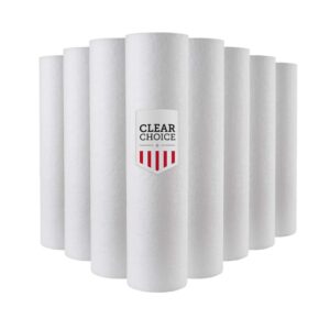 clear choice 5 micron 10 x 2.50"" whole house sediment water filter replacement cartridge compatible with any 10 inch ro system everpure dev910908, cuno cfs110 ap1003, pentair dev910908, 8-pk