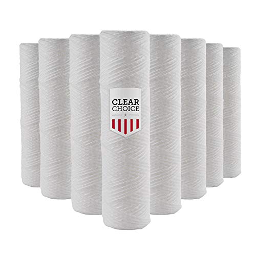 Clear Choice Sediment Water Filter 5 Micron 10 x 2.50" Water Filter Cartridge Replacement 10 inch RO System DEV910908, 155071-43 CW-5 CW-MF WP-5 WP5, 8-Pk