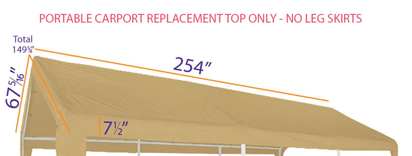 Impact Canopy Replacement Top for 10X20 Carport Canopy, Tan - Top Only