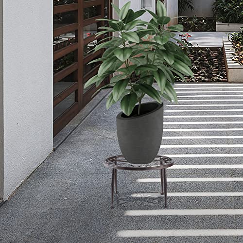 DEELF OUTLET 3 Pack Metal Plant Stands for Indoor and Outdoor Patio Planters Holder Flower Pots Pumpkin Short Stand 4.7'' by 9'' Diameter, Bronze Color