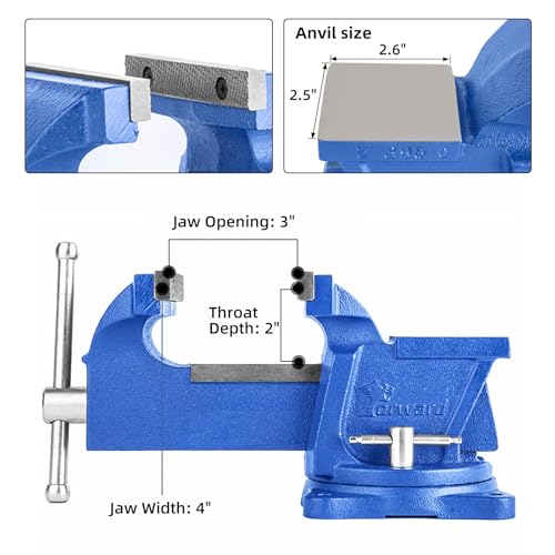 Forward 0804 4-Inch Bench Vise with Swivel Base and Anvil (4")