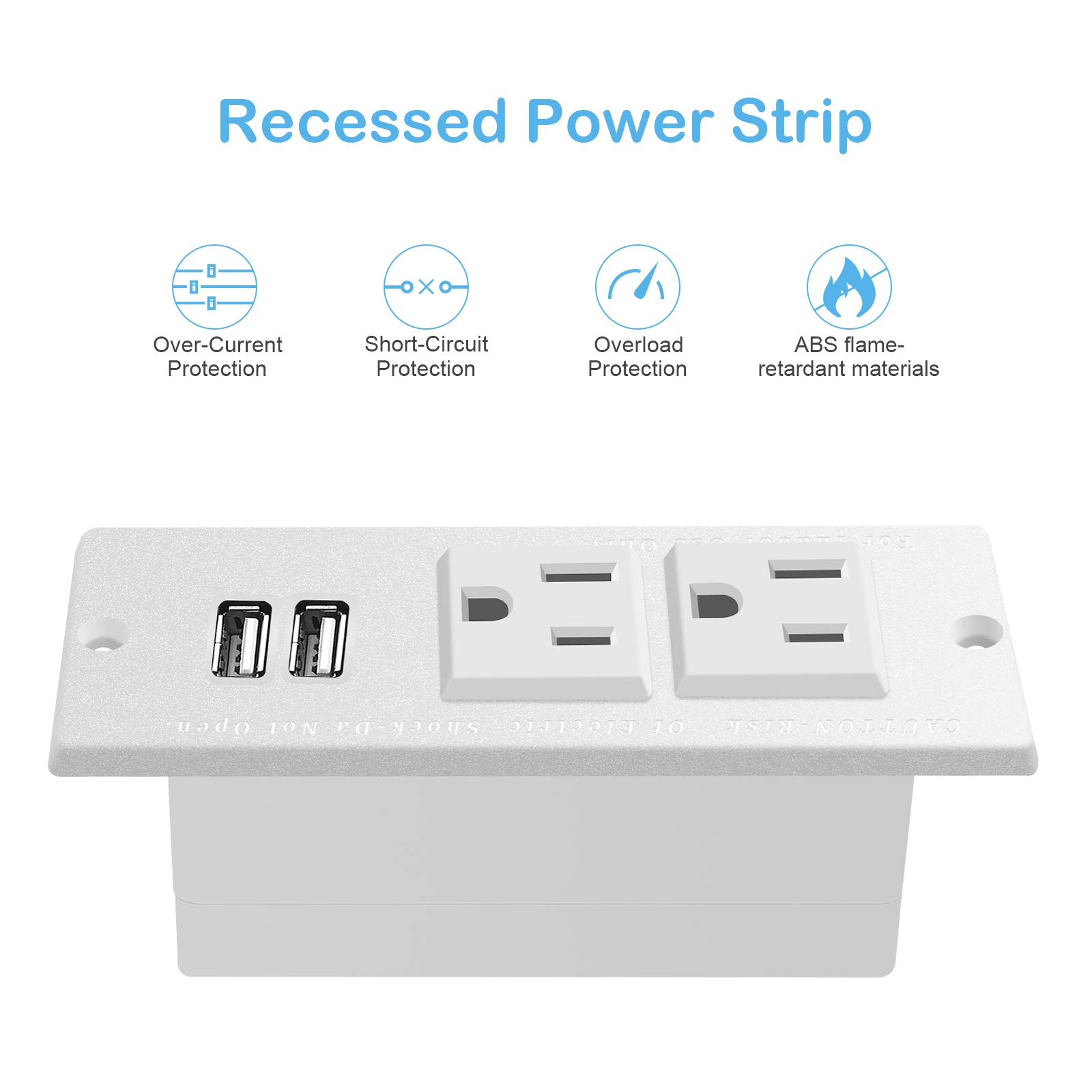 Furniture Recessed Power Strip, Recessed Desk Outlet with USB, in Conference Desk Recessed Power Outlets Socket, Desktop Power Grommet.