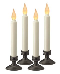 xodus innovations fpc1205a-4 battery operated led window candle, dusk to dawn light sensor, aged bronze plastic base, amber flicker flame, 8 - 7/8 inch tall (4 pack)