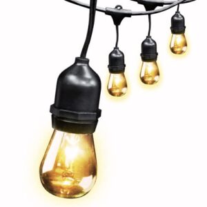 feit electric 30ft outdoor string lights 15 sockets, dimmable, heavy-duty weather resistant decorative outdoor incandescent string lights, 20 s14 incandescent bulbs included, amber glow