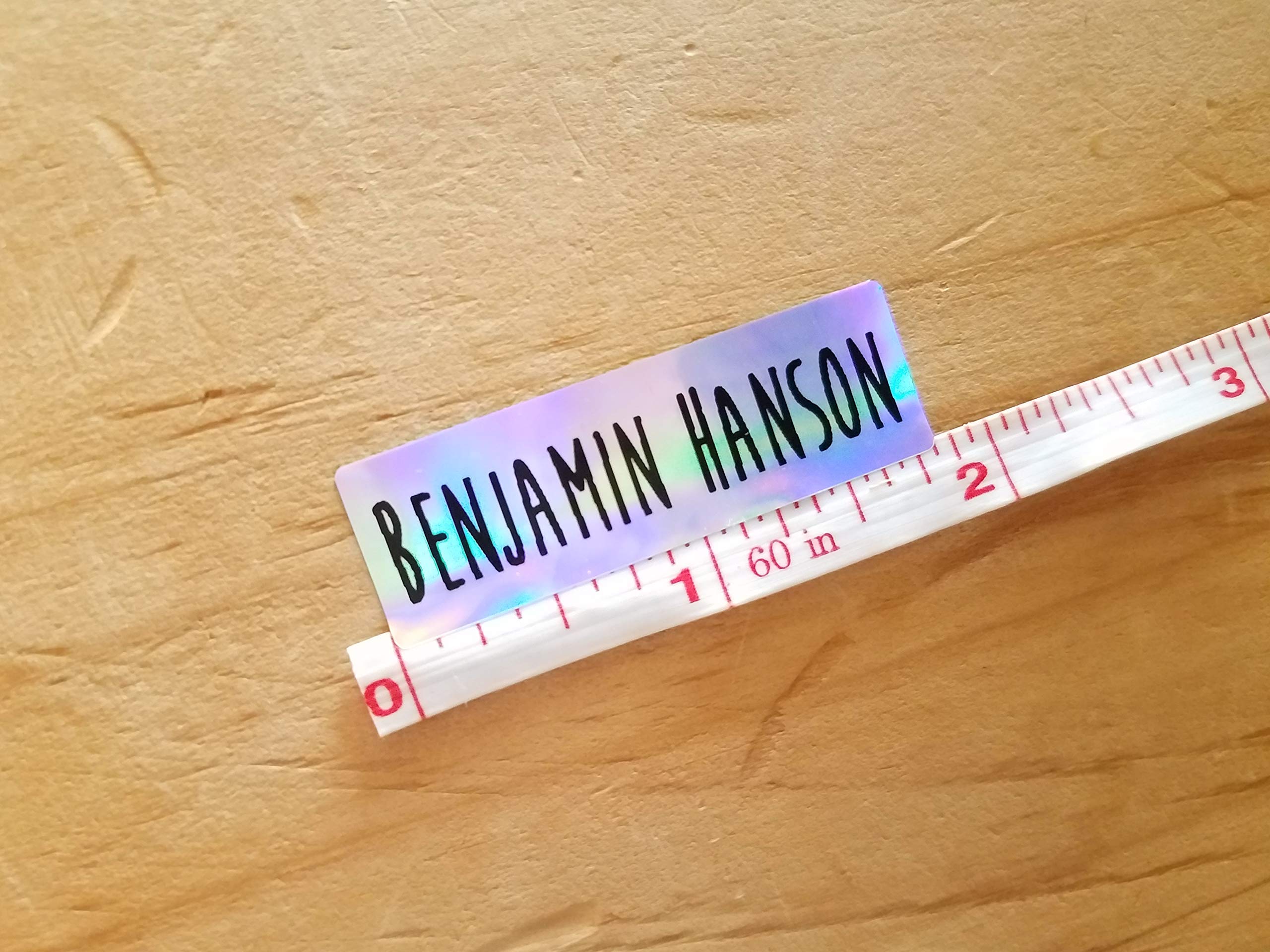 48 Long Silver hologram -Waterproof Name Stickers- Daycare Labels- School Labels- Long Rectangle Labels