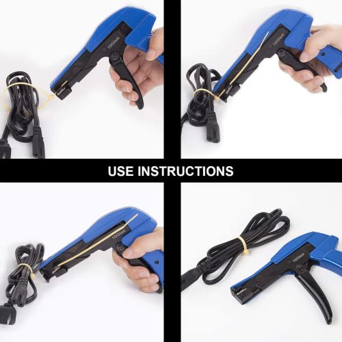 10Gtek Cable Tie Gun - Fastening and Cutting Tool with Handle Special for Nylon Cable Tie Fasten and Cut Cables in Blue