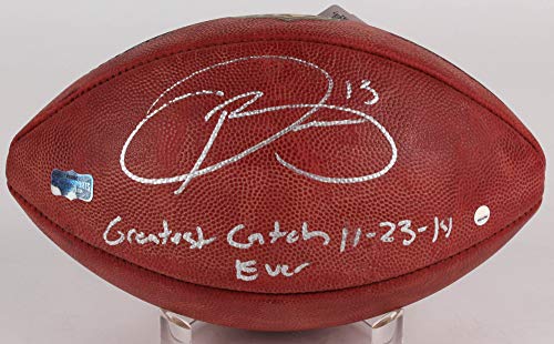 Odell Beckham Jr New York Giants Signed Autograph Authentic NFL Duke Football Inscribed Greatest Catch Ever Steiner Sports Certified