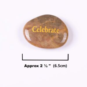 ROCKIMPACT 24pcs Inspirational Faith Stones Engraved Natural River Rocks Healing Stone Different Words (Bulk lot, Set of 24, 2”-3” Each)