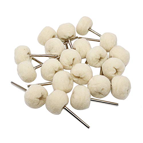 NIUPIKA Cotton Polishing Wheel Buff Buffing Wheels Soft Fine Rotary Tool Accessories 3mm Mandrel 20 Pieces