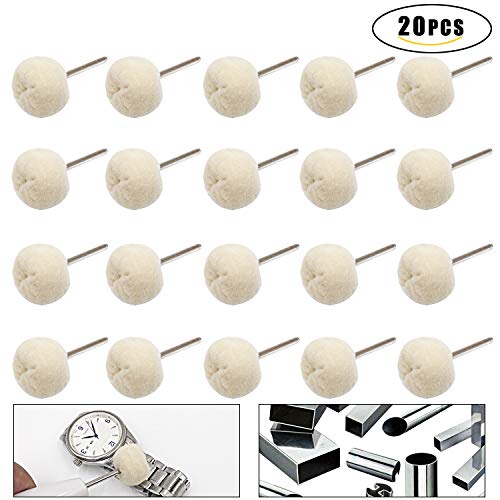 NIUPIKA Cotton Polishing Wheel Buff Buffing Wheels Soft Fine Rotary Tool Accessories 3mm Mandrel 20 Pieces