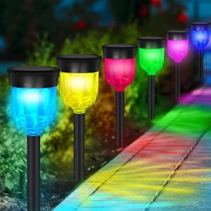 smy lighting solar outdoor light, multi color changing waterproof ip65 auto on/off solar landscape pathway led lights for back yard and walkway decorative