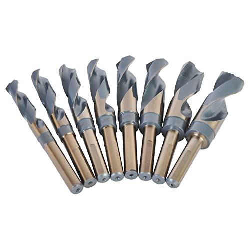 8pc 1/2” Shank Silver and Deming Drill Bit Set in Aluminum Carry Case, High Speed Steel (HSS) | SAE Size 9/16” - 1” by 1/16th Increment