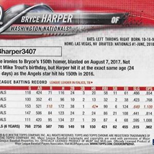 2018 Topps Chrome #139 Bryce Harper Washington Nationals Baseball Card - GOTBASEBALLCARDS