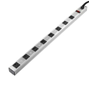 inland products 8 outlet aluminum power strip silver (03197)