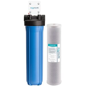 aquasure fortitude high flow whole house 5 micron carbon block water treatment system - 20" x 4.5"