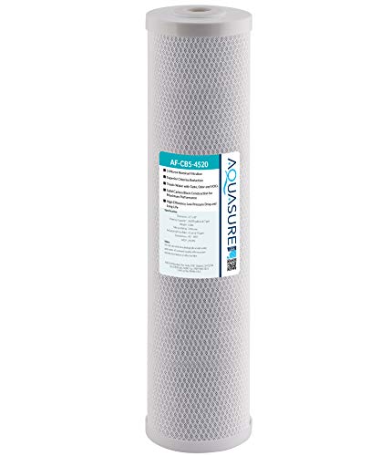 Aquasure Fortitude High Flow Whole House 5 Micron Carbon Block Water Treatment System - 20" x 4.5"