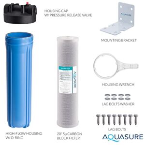 Aquasure Fortitude High Flow Whole House 5 Micron Carbon Block Water Treatment System - 20" x 4.5"