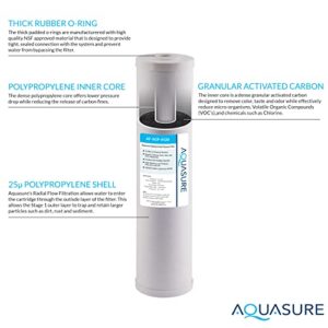Aquasure Fortitude High Flow Whole House 25 Micron Sediment + Carbon Dual Purpose Water Treatment System - 20" x 4.5"