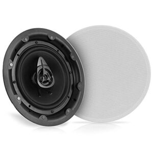 pyle ceiling and wall mount speaker - wireless bluetooth 8” dual 2-way audio stereo sound subwoofer kit with, 360 watts, in-wall & in-ceiling flush mount for home surround system - pyle pwrc85bt