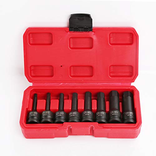 1/2" Drive Impact Socket Hex Bits | 8pc Metric Set Long Air Allen Driver