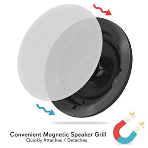 Pyle In-Wall and In-Ceiling Flush Mount Passive Speaker System - 5.25” Dual 2-Way Coaxial Speaker w/ ½ in. Tweeter, Rich Bass, 300 Watt Peak, Perfect for Home Surround Systems - 1 Pair (White)