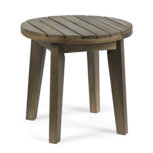 Christopher Knight Home Parker Outdoor 16" Acacia Wood Side Table, Gray Finish