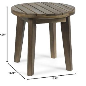 Christopher Knight Home Parker Outdoor 16" Acacia Wood Side Table, Gray Finish