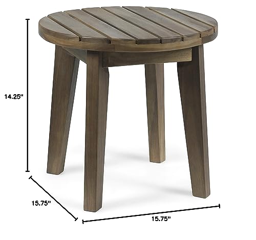 Christopher Knight Home Parker Outdoor 16" Acacia Wood Side Table, Gray Finish