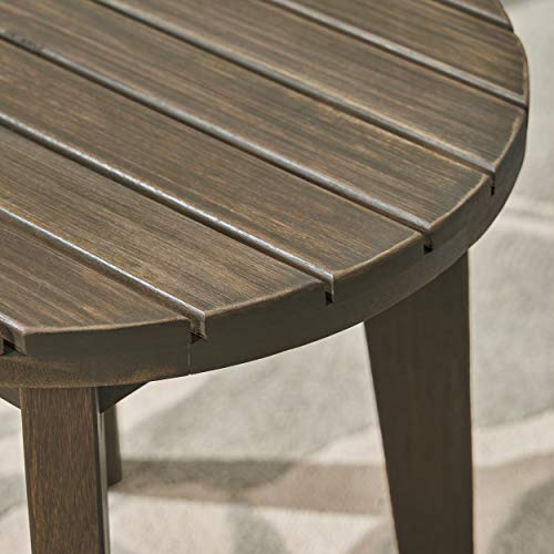 Christopher Knight Home Parker Outdoor 16" Acacia Wood Side Table, Gray Finish