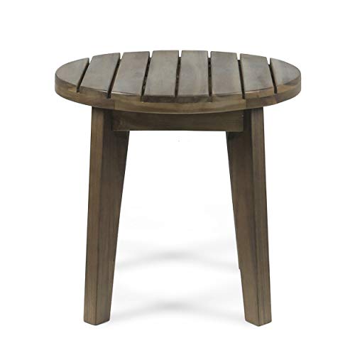 Christopher Knight Home Parker Outdoor 16" Acacia Wood Side Table, Gray Finish