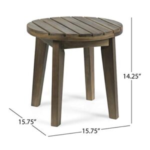 Christopher Knight Home Parker Outdoor 16" Acacia Wood Side Table, Gray Finish