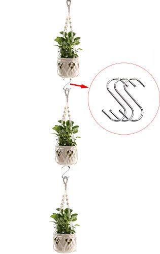 Selbst 3 Pack Macrame Plant Hangers Handwork Classic Rope 4 Legs for Wall or Air Hanging Holder Indoor Outdoor with 3 Hooks 70 Inch White