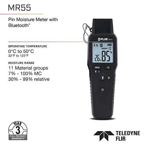 FLIR MR55 - Pin Moisture Meter with Bluetooth for Instant Data Sharing via the FLIR Tools® Mobile app.