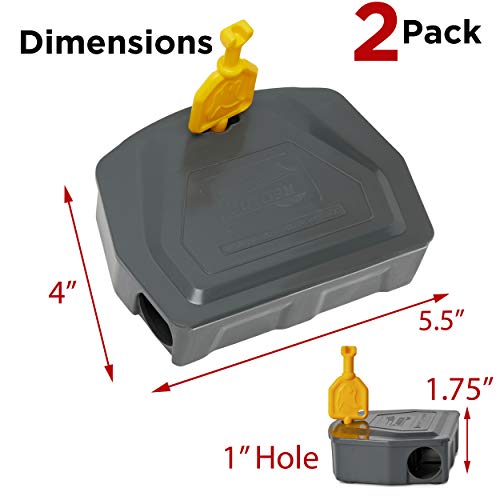 Rodent Mouse Trap Poison Mice Killer Bait Station Box with Key Refillable Indoor Outdoor Pet Safe Pack of 4