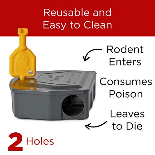 Rodent Mouse Trap Poison Mice Killer Bait Station Box with Key Refillable Indoor Outdoor Pet Safe Pack of 4