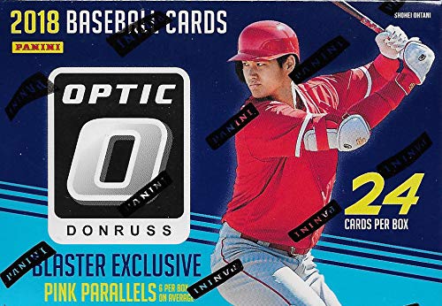 2018 Donruss OPTIC Baseball Series Unopened Blaster Box of Packs including 6 EXCLUSIVE Pink Parallel Cards plus Chance for Shohei Otani Rookies, Autographs and more