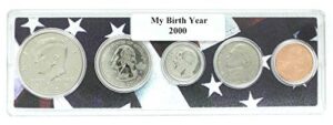 2000-5 coin birth year set in american flag holder uncirculated