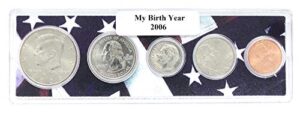 2006-5 coin birth year set in american flag holder uncirculated