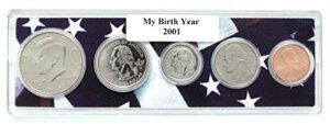2001-5 coin birth year set in american flag holder uncirculated